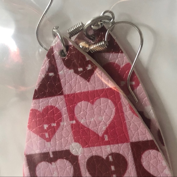 3/$15 Pink & Burgundy Faux Leather Earrings - Picture 4 of 5